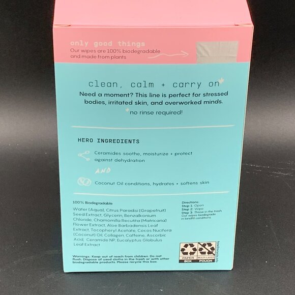 Busy Co Unscented Body Wipes Coconut Oil Ceramides 19 Biodegradable Wipes Vegan - Picture 2 of 5